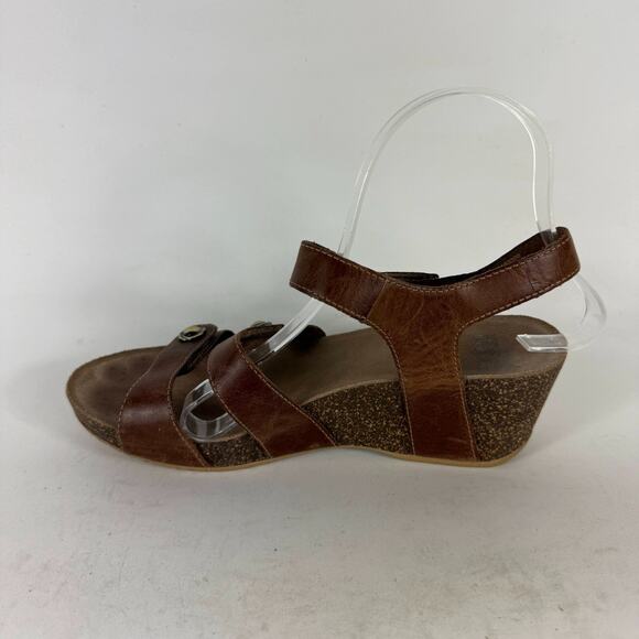 Dansko Savannah Strappy Sandals Women's 8.5 Brown Leather Ankle Strap Wedge - Picture 6 of 10